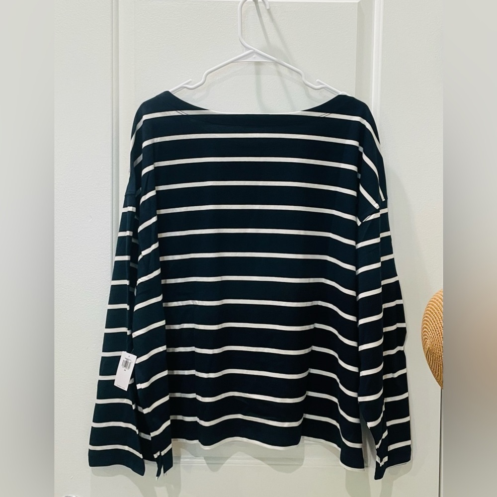 NEW…Striped Navy and White Mariner Loose-Sleeve Too - Picture 3 of 4